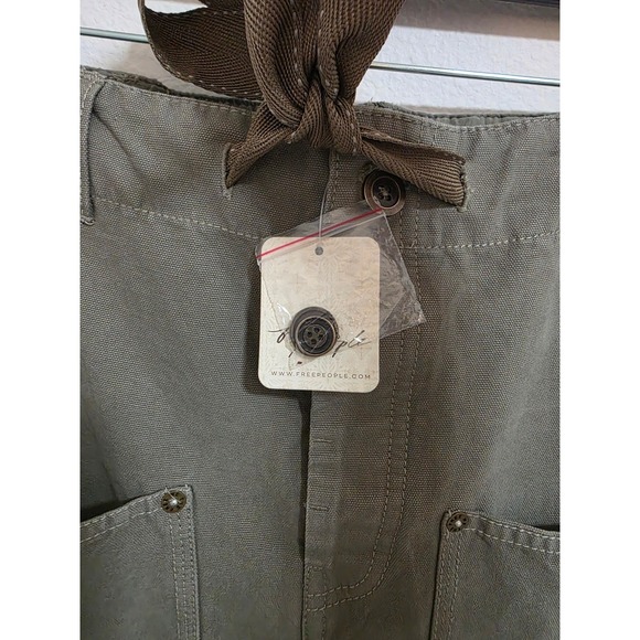 Free People Utility Workwear Cargo Pants Olive Green Drawstring Waist Size S - Picture 4 of 6